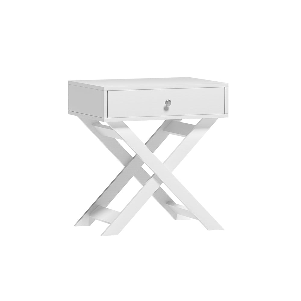 Artiss Qara Bedside Table with Drawer – White