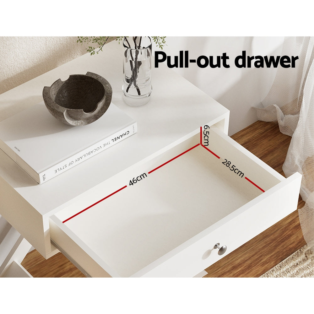 Artiss Qara Bedside Table with Drawer – White