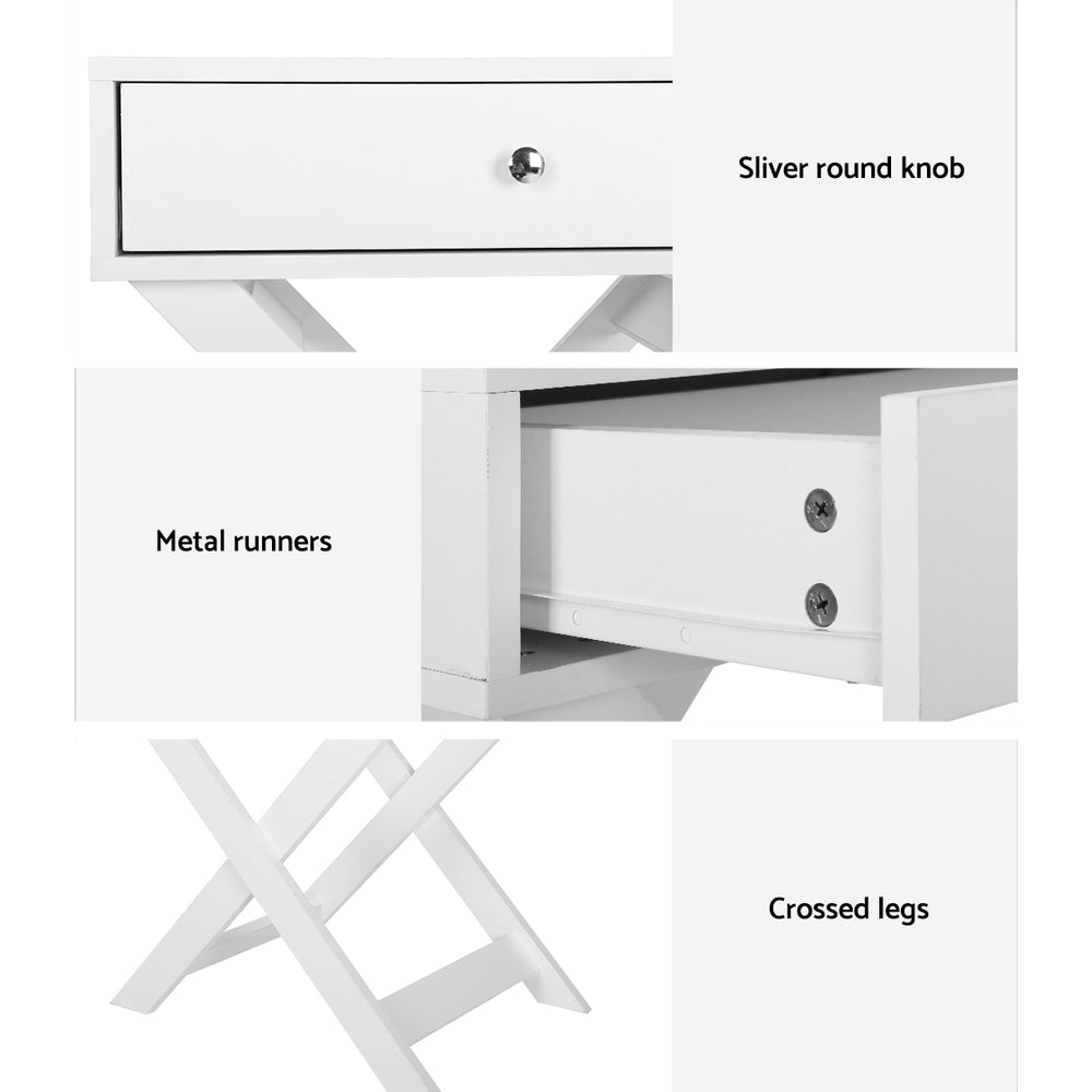Artiss Qara Bedside Table with Drawer – White