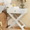 Artiss Qara Bedside Table with Drawer – White