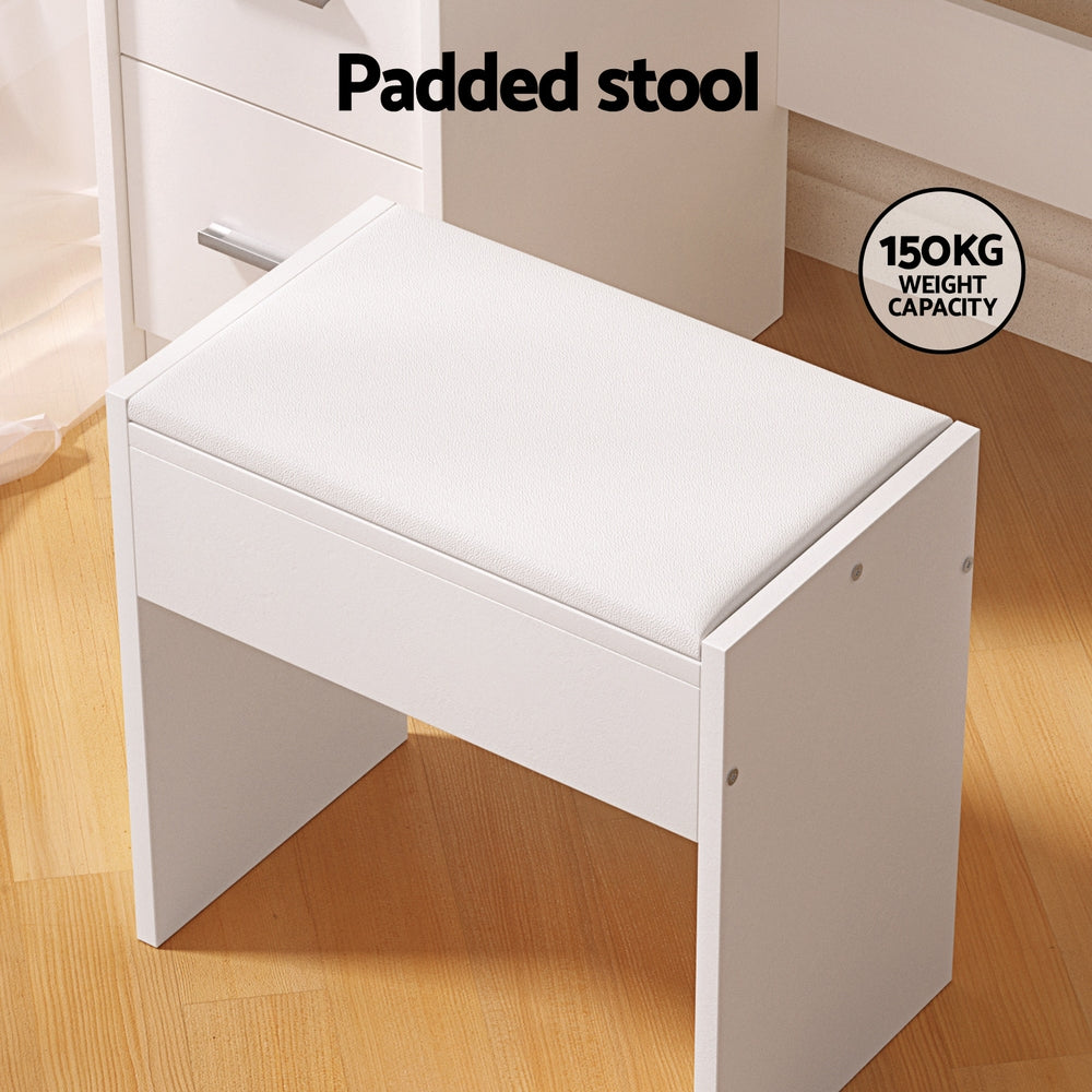 Artiss Dylan LED Dressing Table & Stool with 10 Bulbs – White