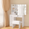 Artiss Dylan LED Dressing Table & Stool with 10 Bulbs – White