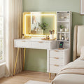 Artiss LED Dressing Table with Charging Station and Glass Cabinet – White