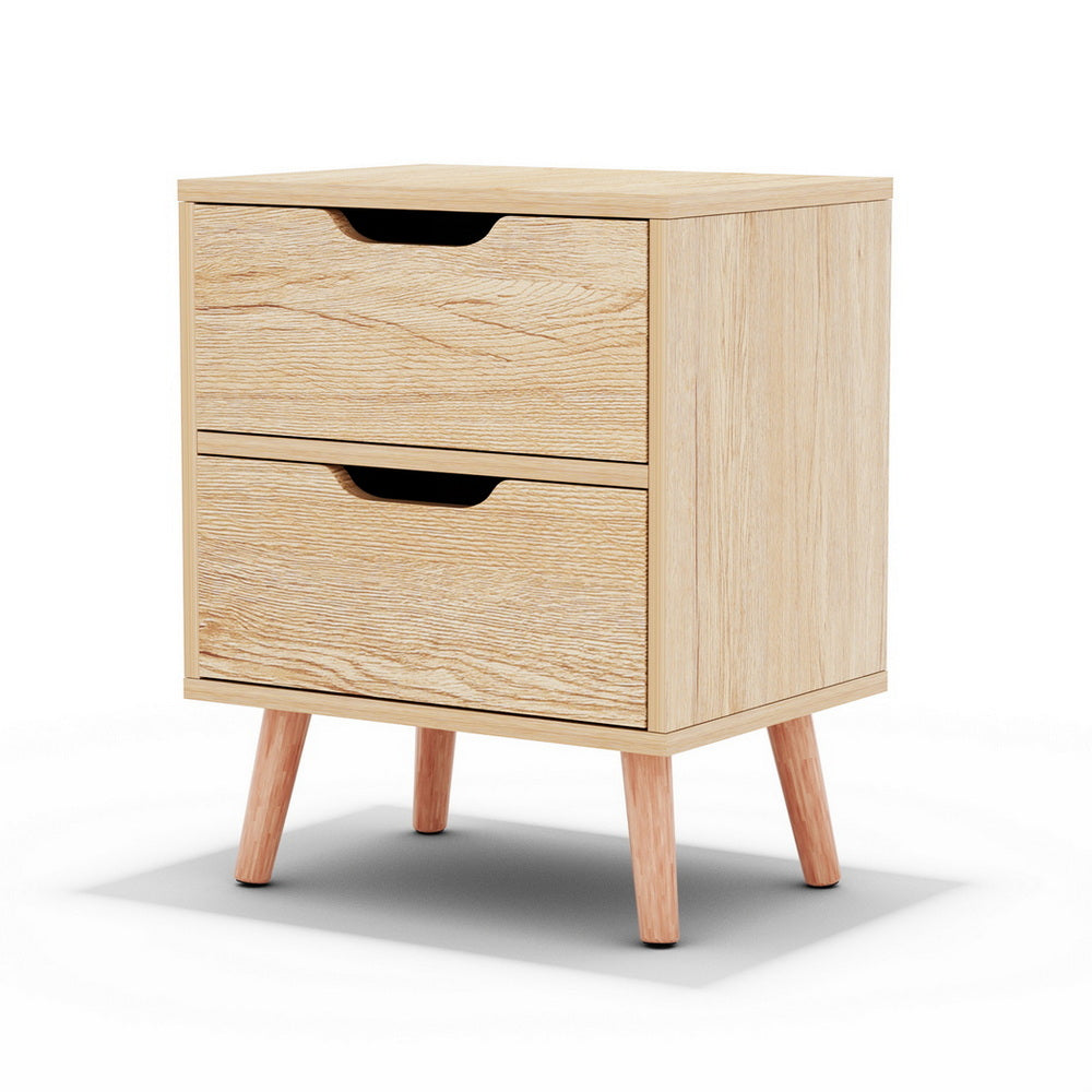 Artiss Boden 2-Drawer Bedside Table – Black