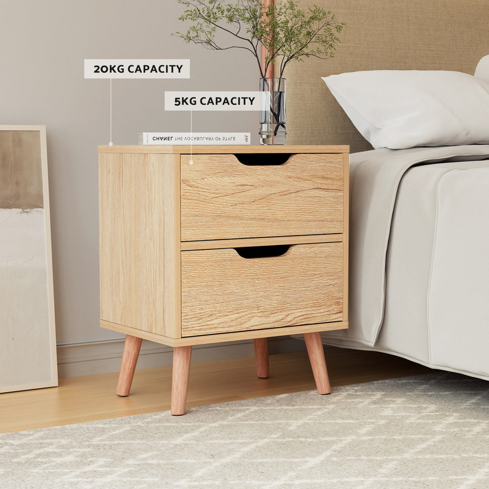 Artiss Boden 2-Drawer Bedside Table – Black