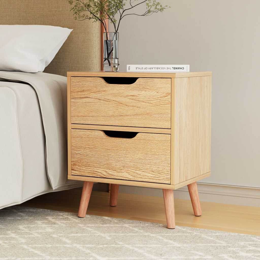 Artiss Boden 2-Drawer Bedside Table – Black
