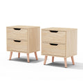 Artiss Boden Bedside Tables with Beech Legs – Pine, Set of 2