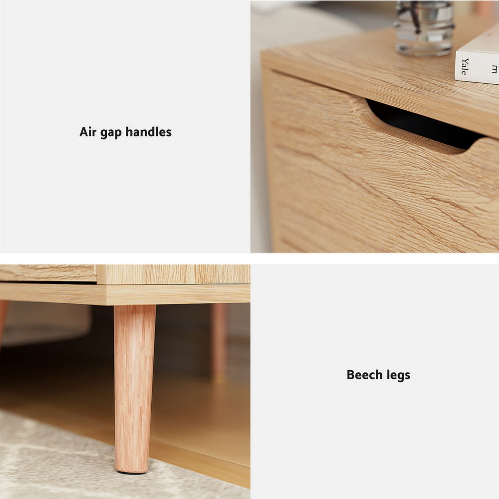 Artiss Boden Bedside Tables with Beech Legs – Pine, Set of 2