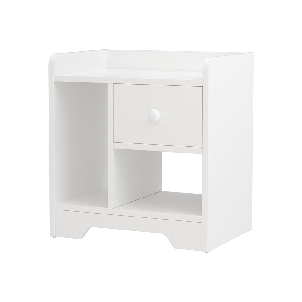 Artiss Bedside Table with Drawer and 2 Open Shelves – White