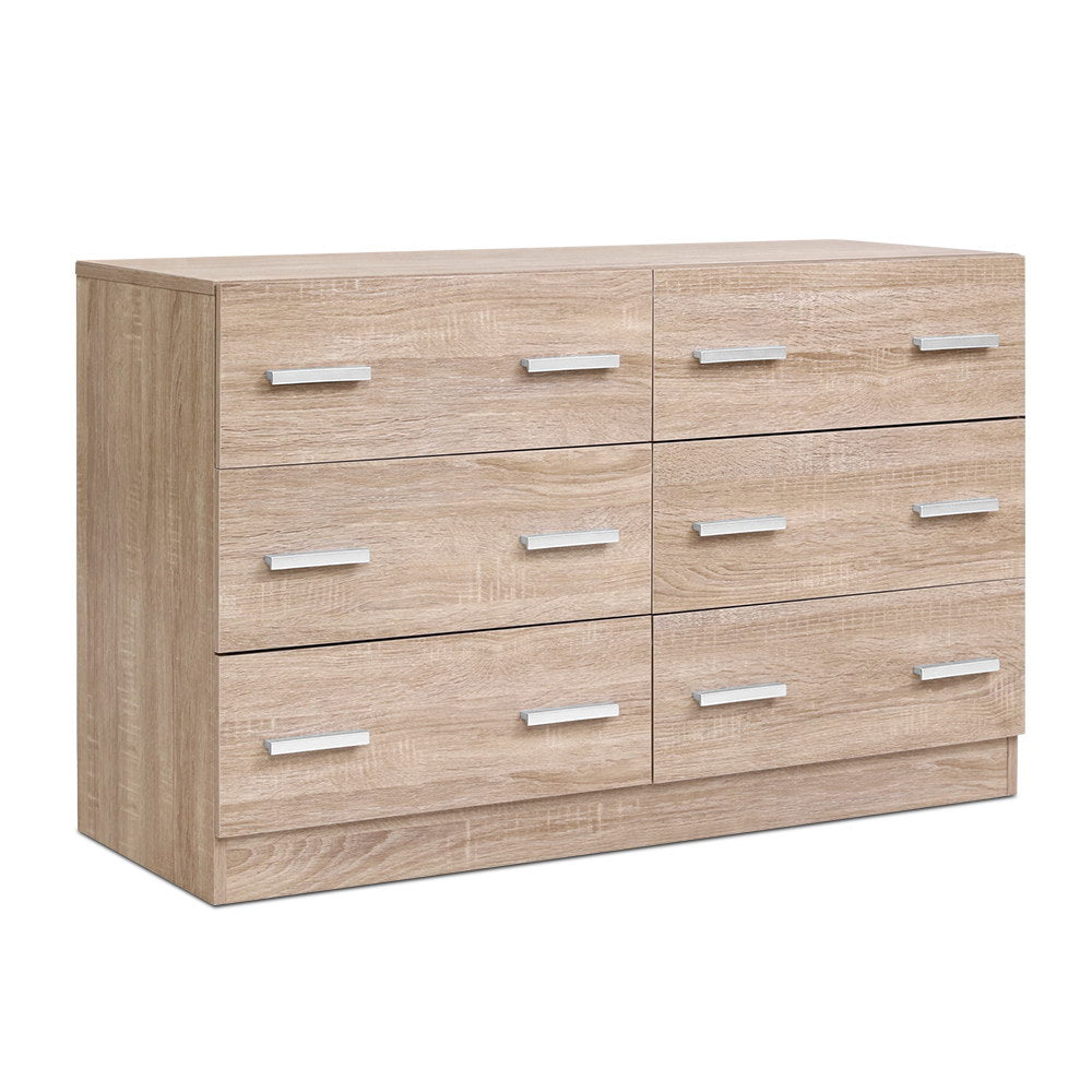 Artiss VEDA 6-Drawer Pine Lowboy