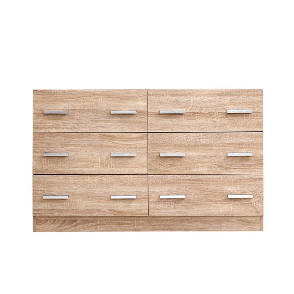 Artiss VEDA 6-Drawer Pine Lowboy