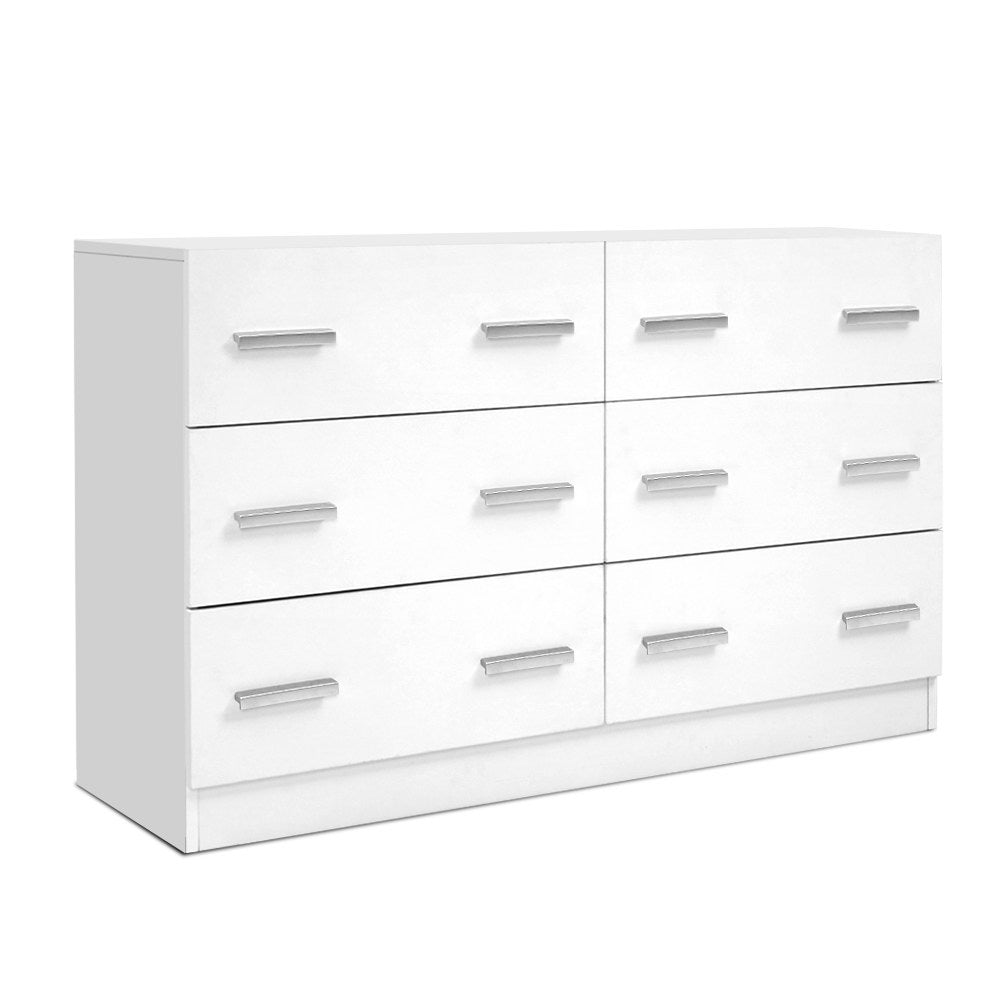 Artiss VEDA 6-Drawer White Lowboy