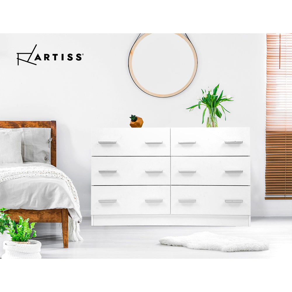 Artiss VEDA 6-Drawer White Lowboy