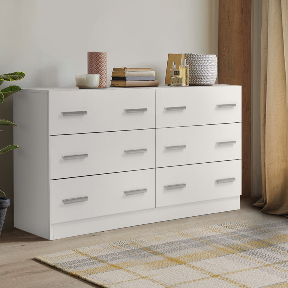 Artiss VEDA 6-Drawer White Lowboy