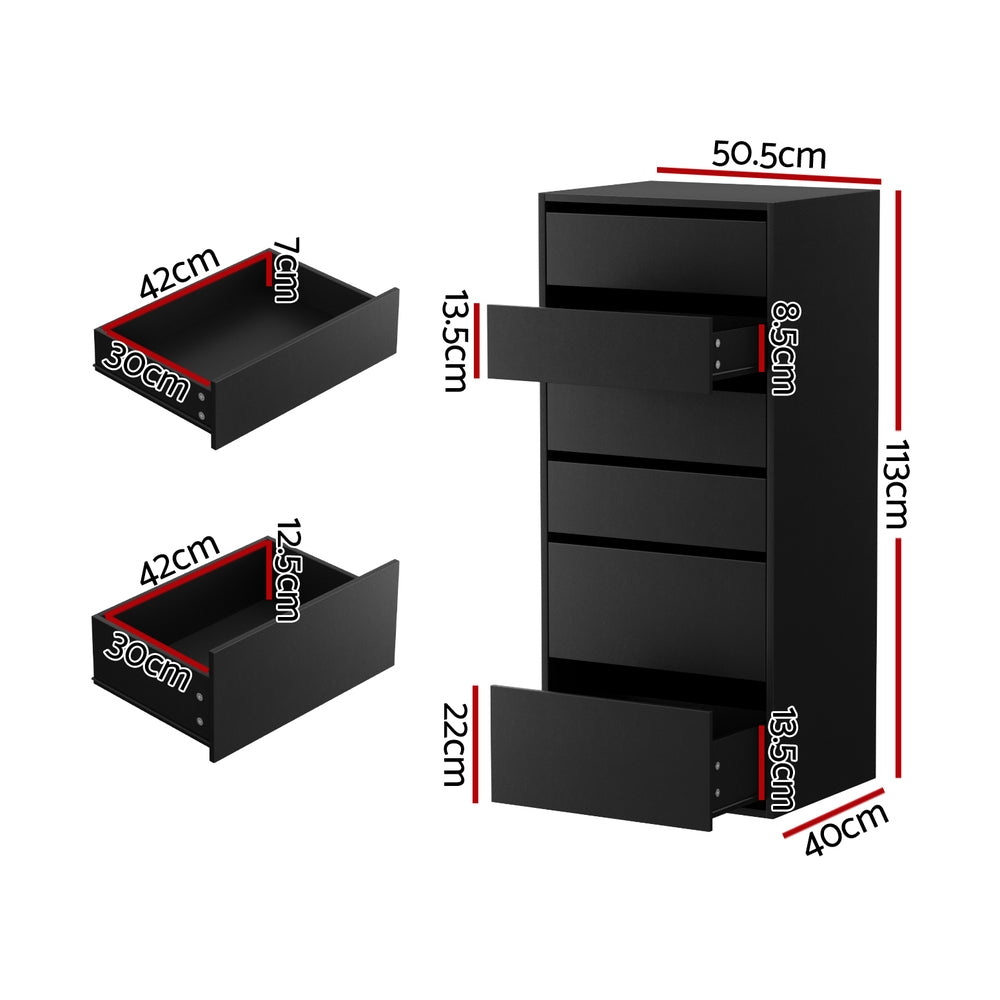 Artiss 6-Drawer Tallboy – Black