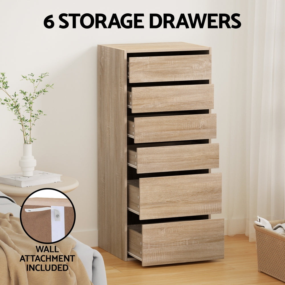 Artiss 6-Drawer Tallboy – Pine