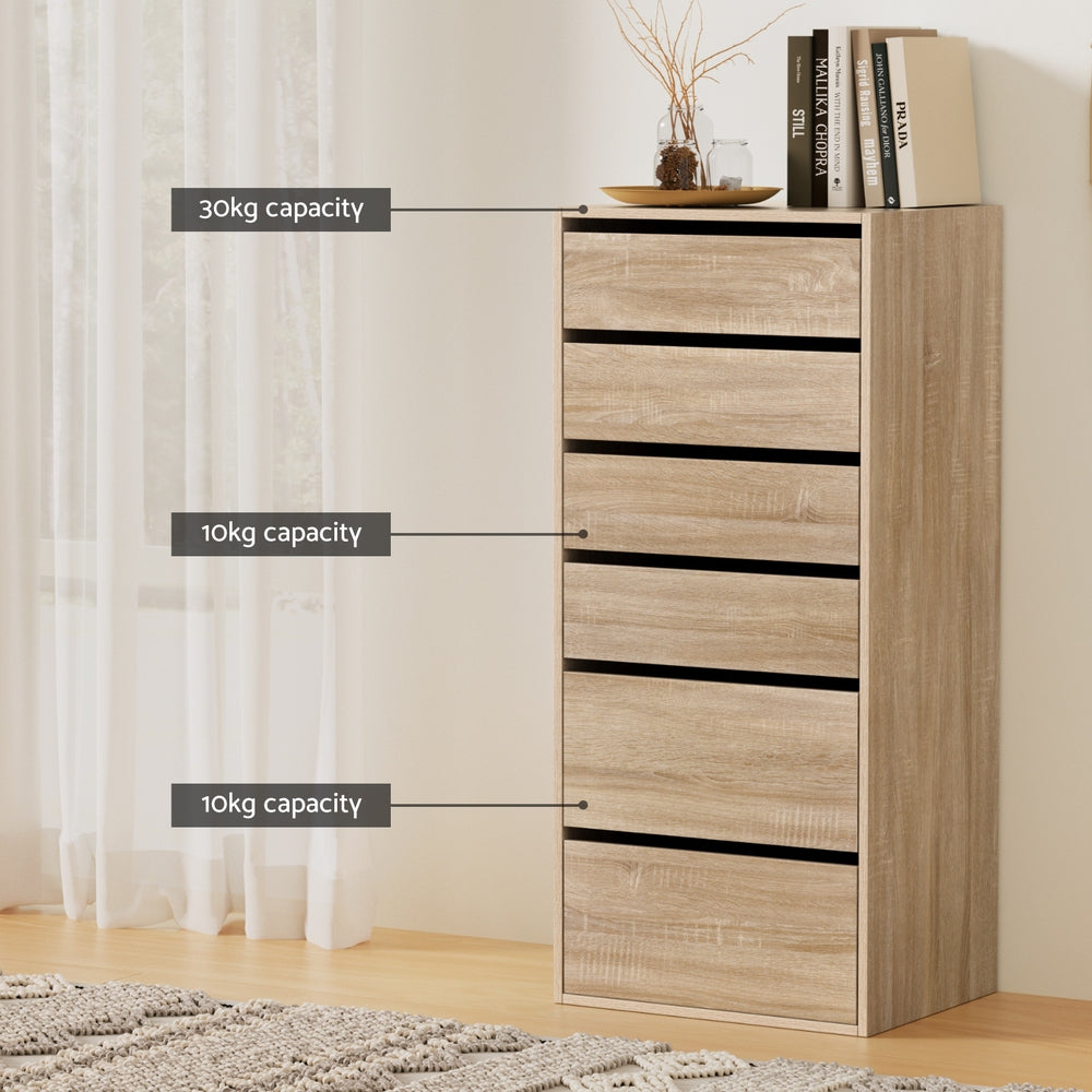 Artiss 6-Drawer Tallboy – Pine