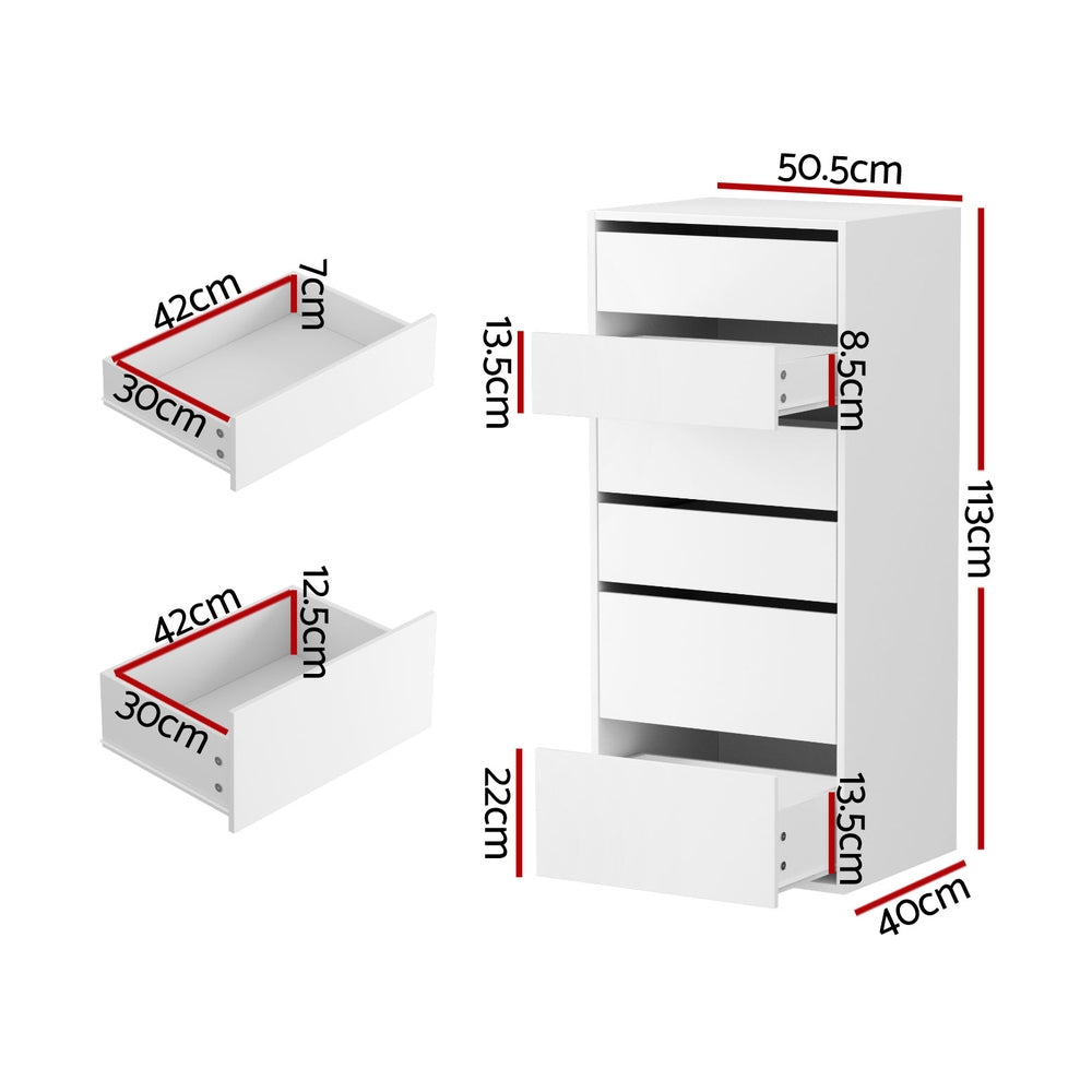 Artiss 6-Drawer Tallboy – White