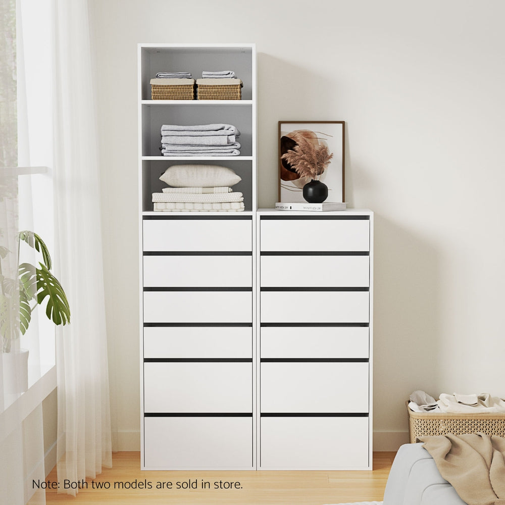 Artiss 6-Drawer Tallboy – White