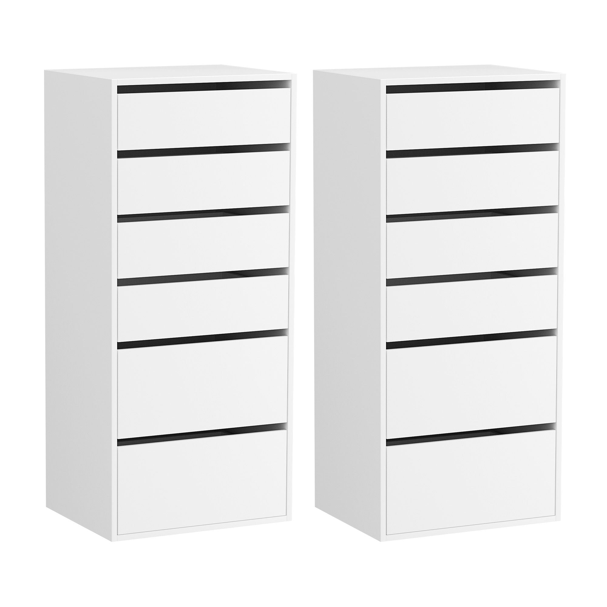 Artiss 6-Drawer Tallboy Cabinets – White, Set of 2
