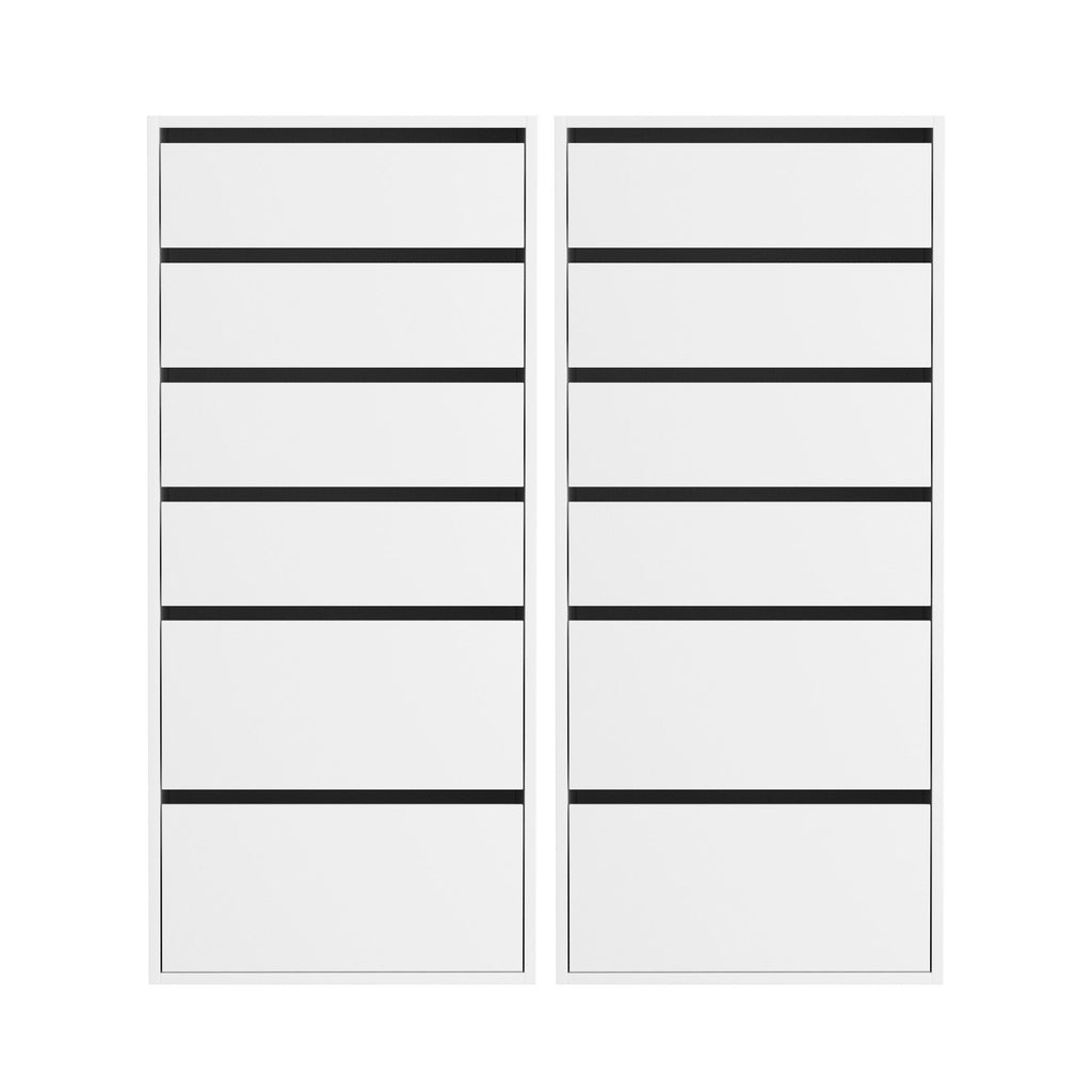 Artiss 6-Drawer Tallboy Cabinets – White, Set of 2