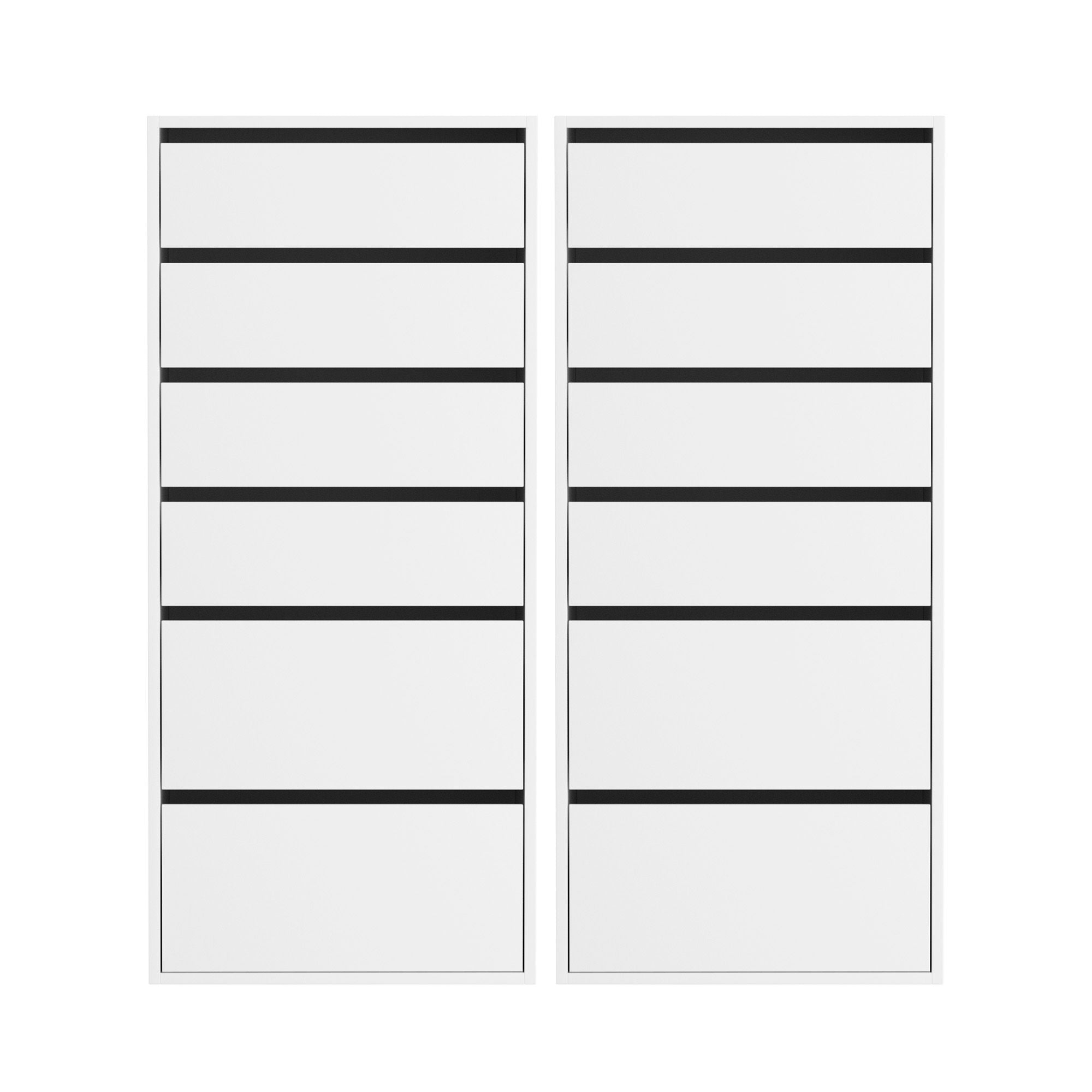 Artiss 6-Drawer Tallboy Cabinets – White, Set of 2
