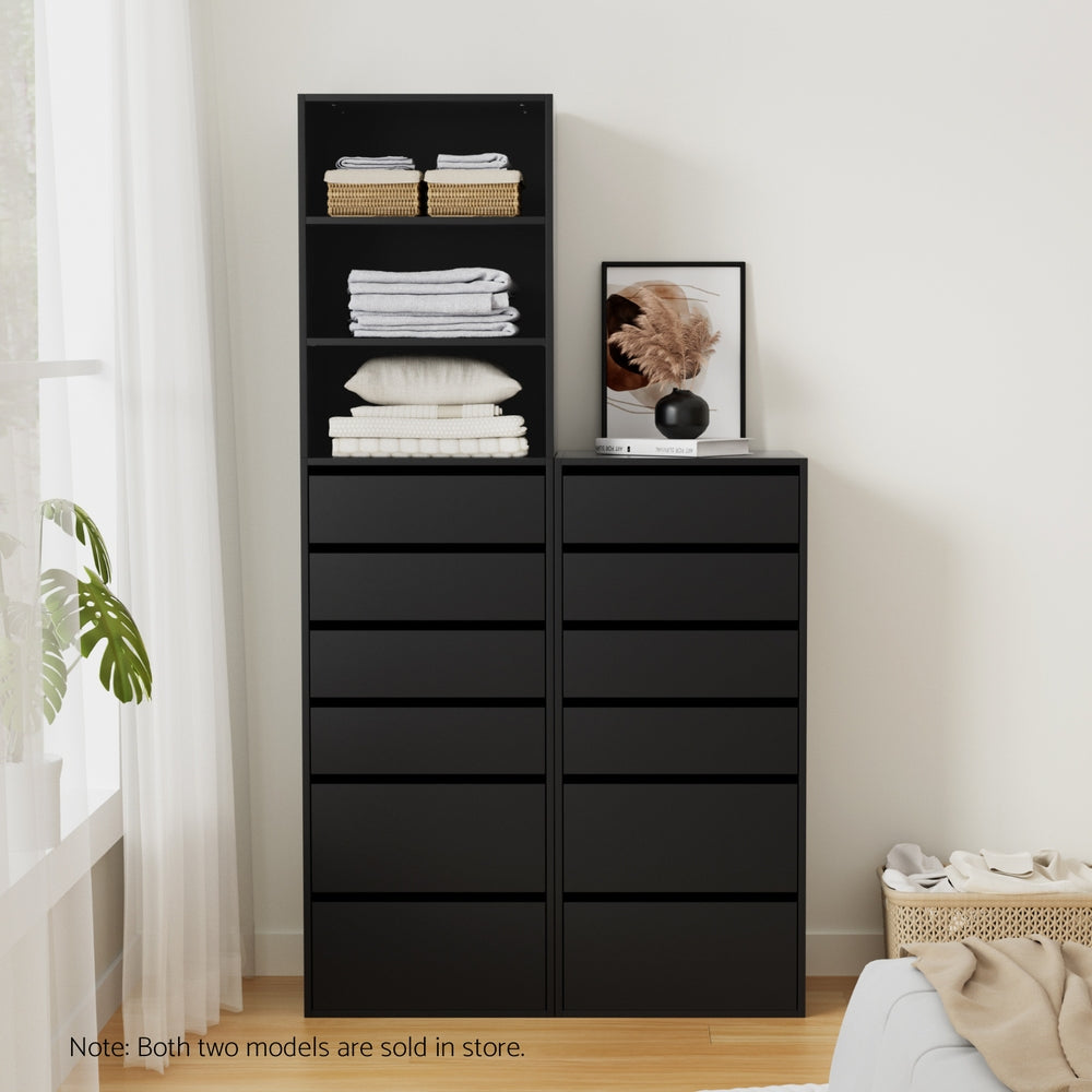 Artiss Tall Storage Cabinet with 6 Drawers and 3 Shelves – Black