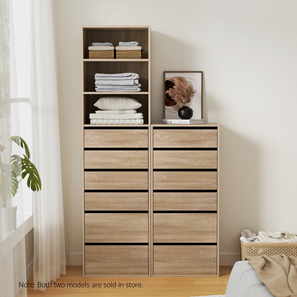 Artiss Tall Storage Cabinet with 6 Drawers and 3 Shelves – Pine