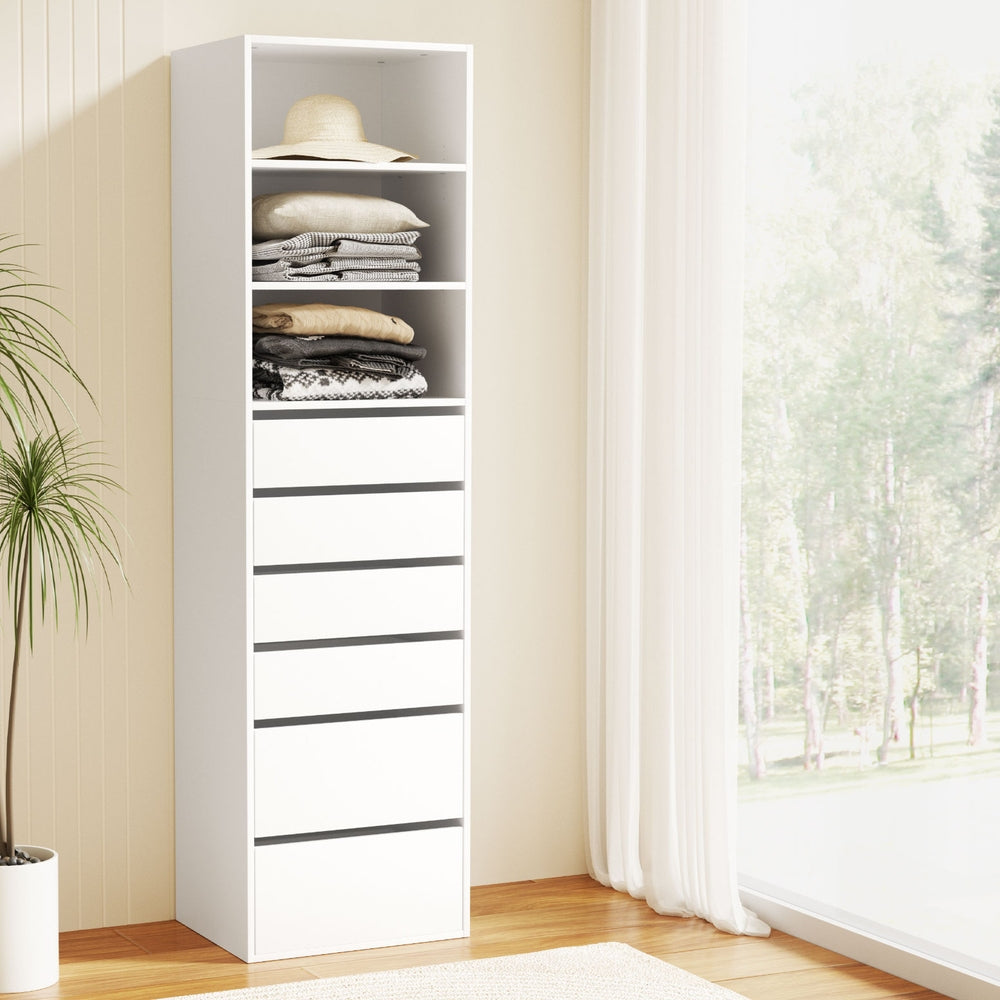 Artiss Tall Storage Cabinet with 6 Drawers and 3 Shelves – White