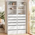 Artiss Tall Storage Cabinets with 6 Drawers and Shelves – White, Set of 2