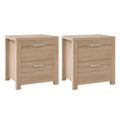 Artiss Maxi Bedside Tables with 2 Drawers – Beige Woodgrain, Set of 2
