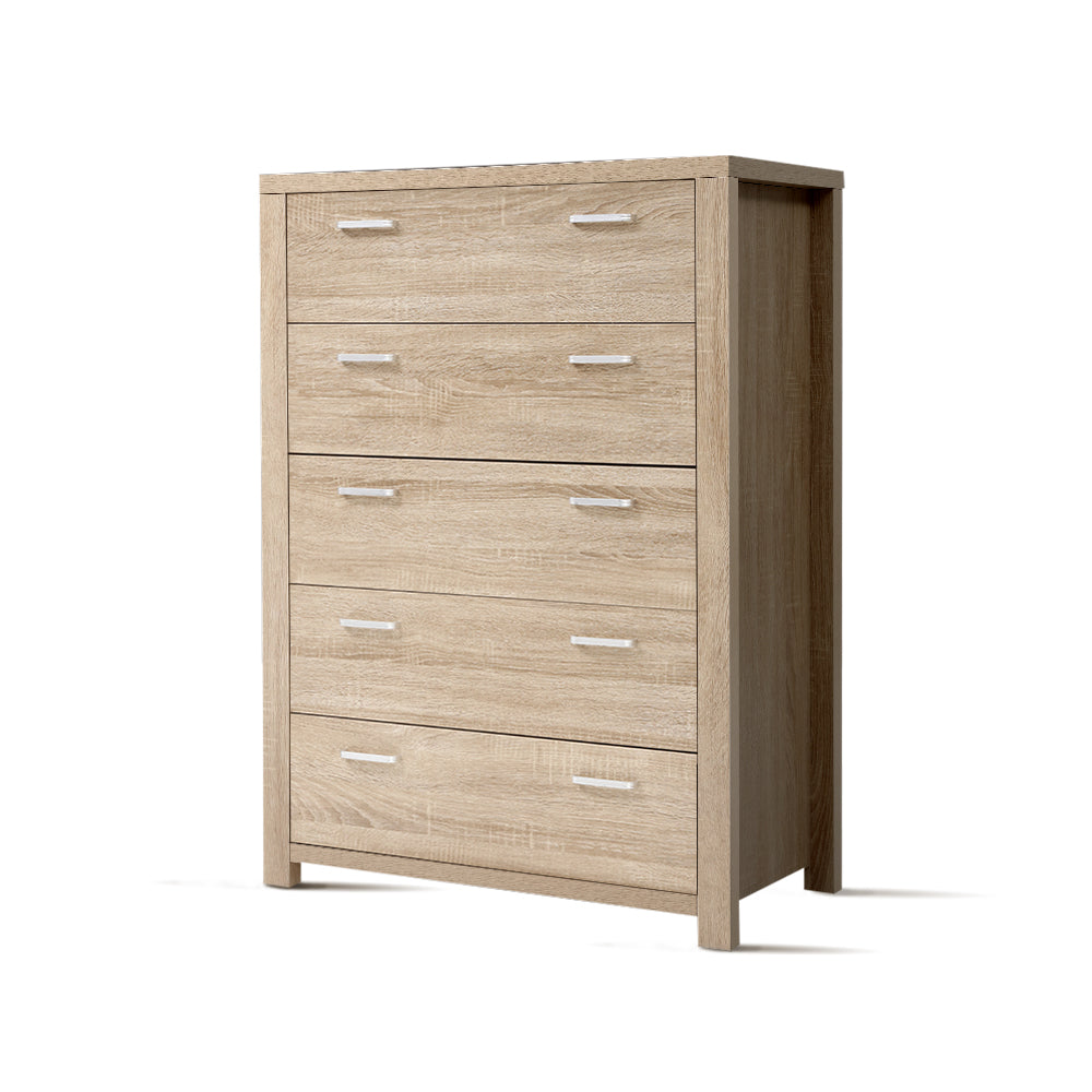 Artiss Maxi 5-Drawer Tallboy – Oak Look