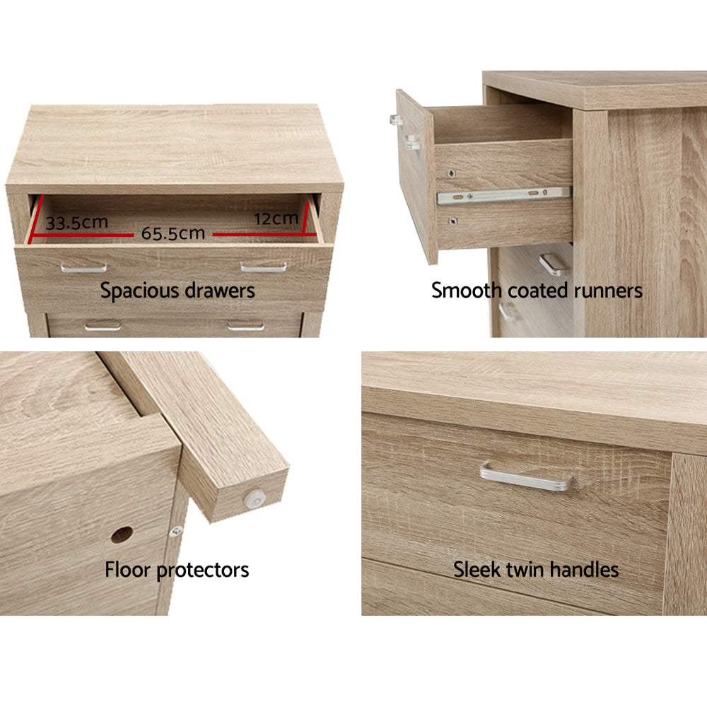 Artiss Maxi 5-Drawer Tallboy – Oak Look
