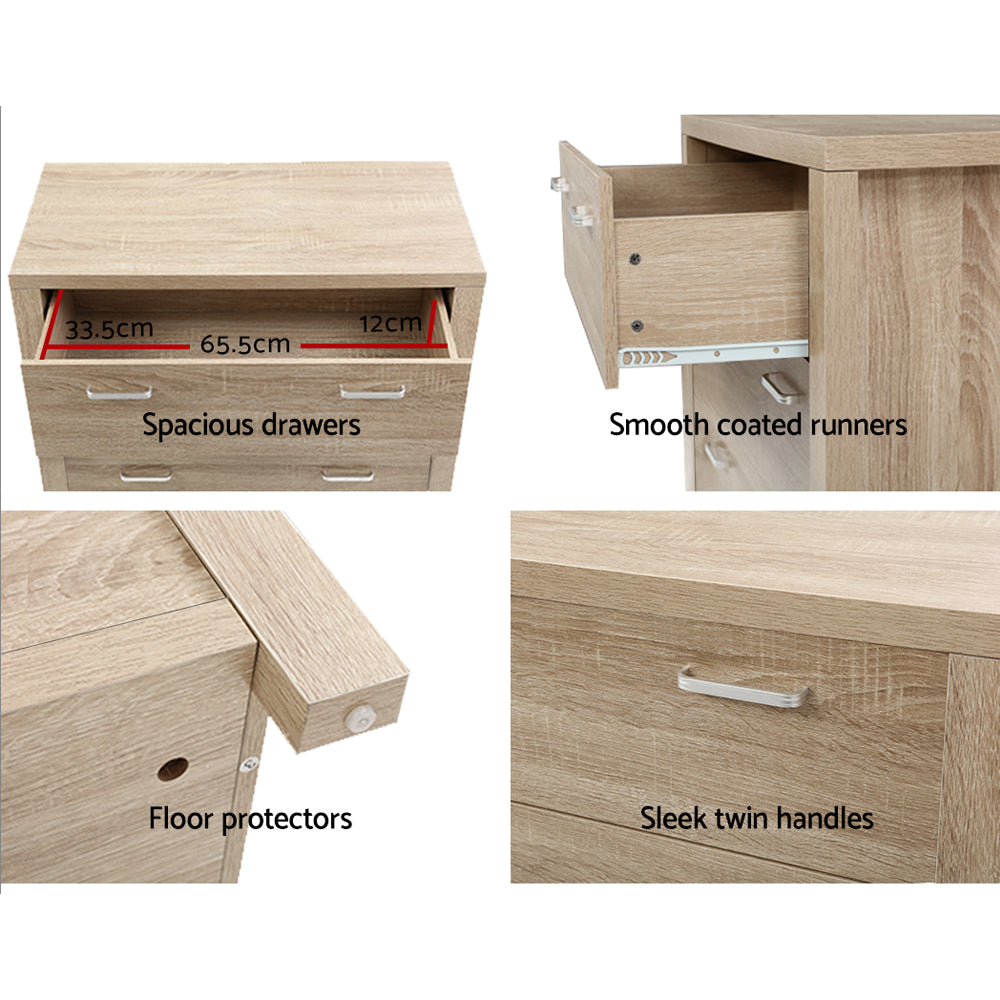 Artiss Maxi 5-Drawer Tallboy – Oak Look