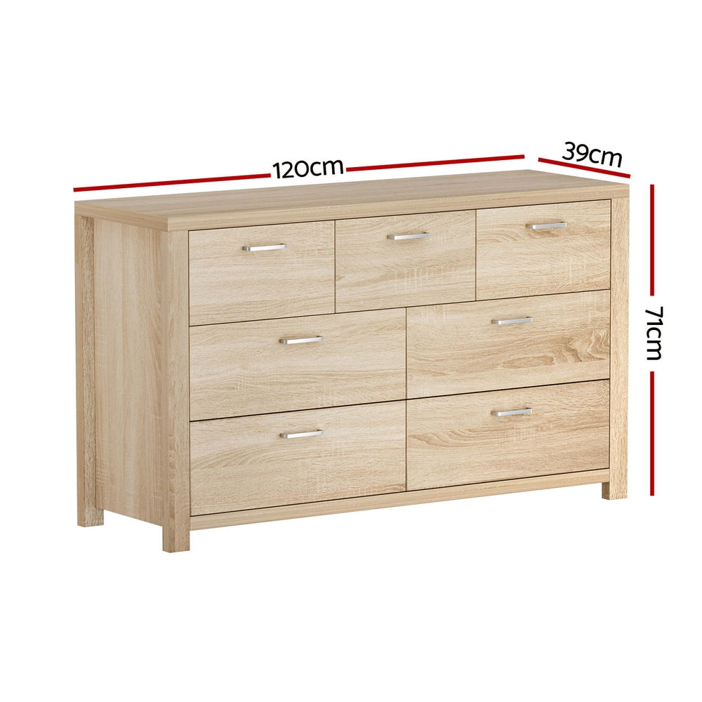 Artiss Maxi 7-Drawer Lowboy – Oak Look