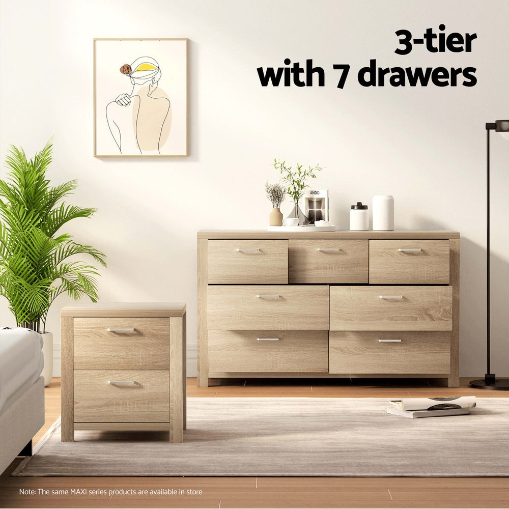 Artiss Maxi 7-Drawer Lowboy – Oak Look