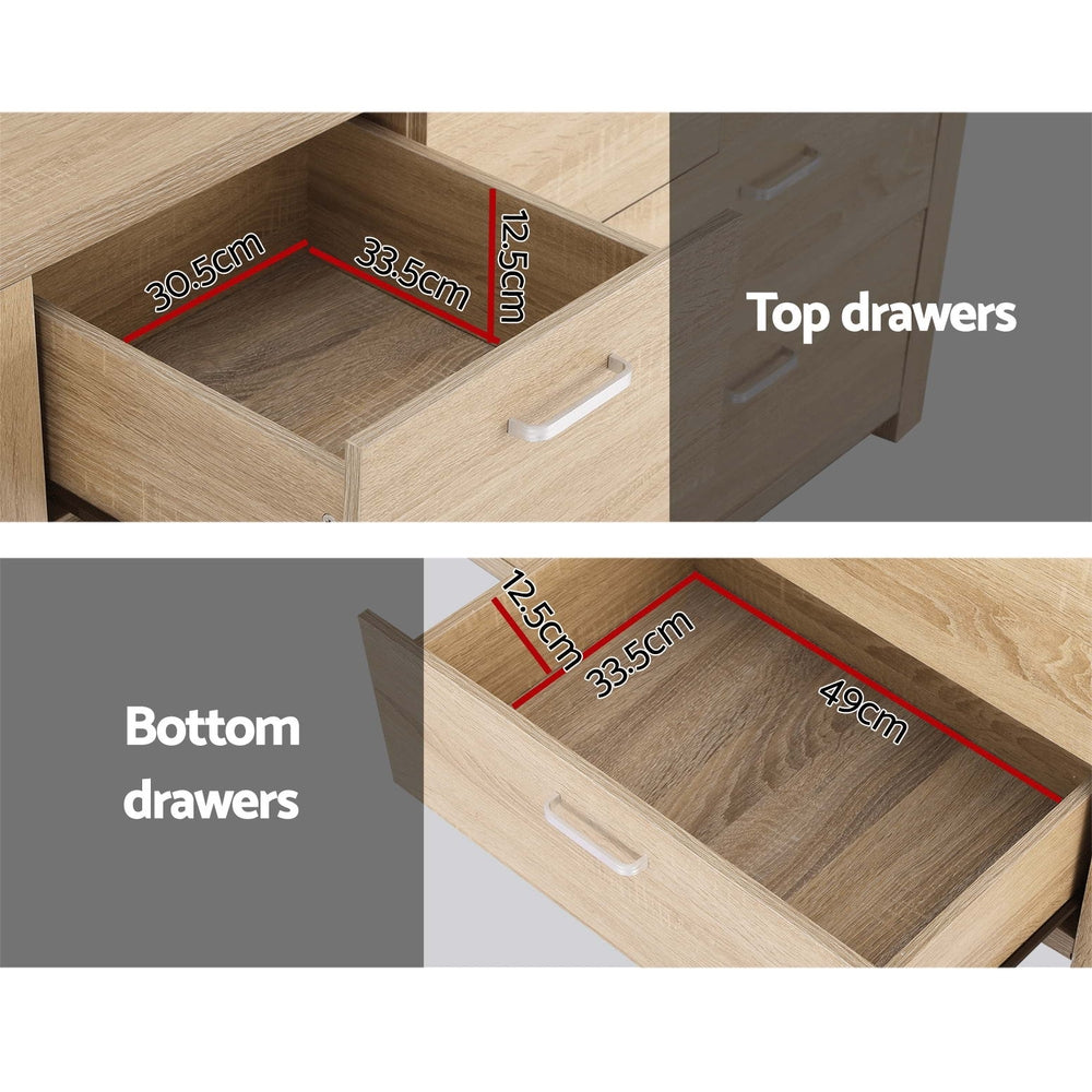 Artiss Maxi 7-Drawer Lowboy – Oak Look