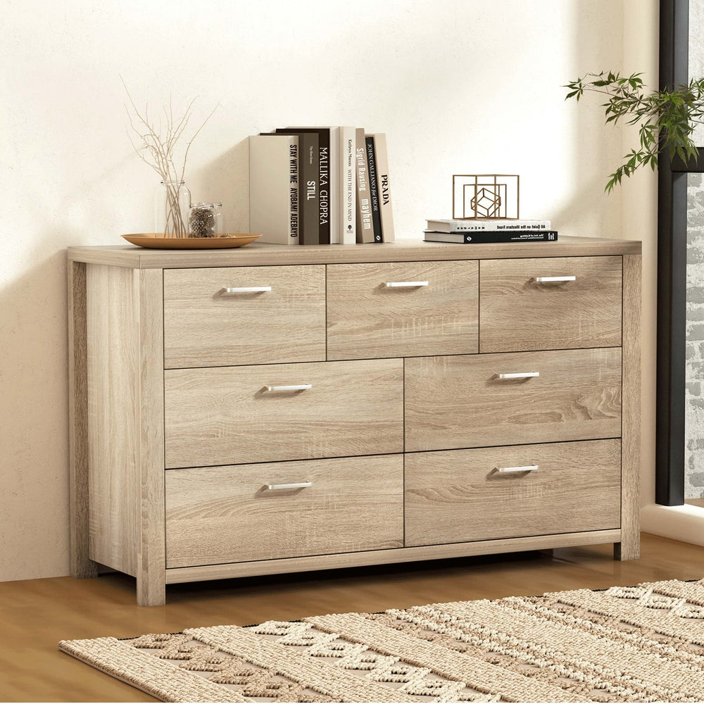 Artiss Maxi 7-Drawer Lowboy – Oak Look