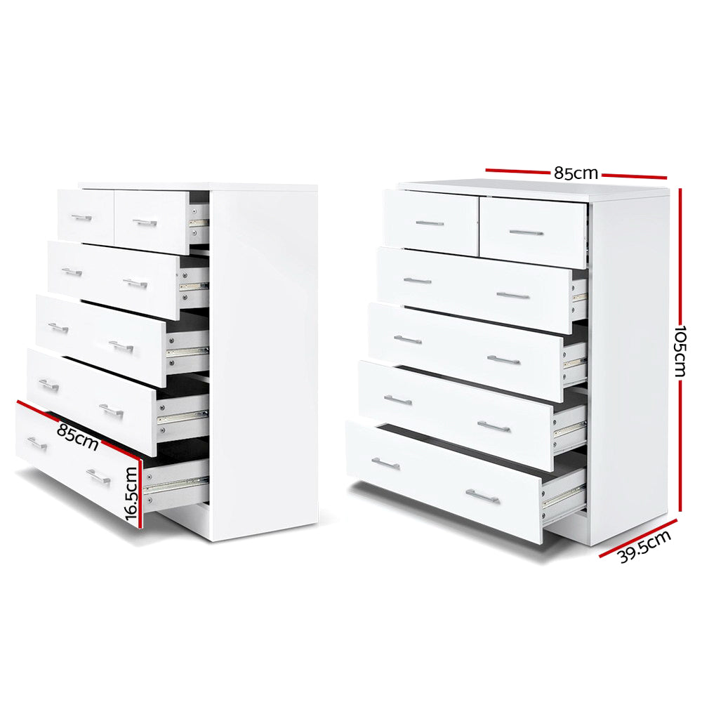 Artiss ANDES 6-Drawer White Tallboy