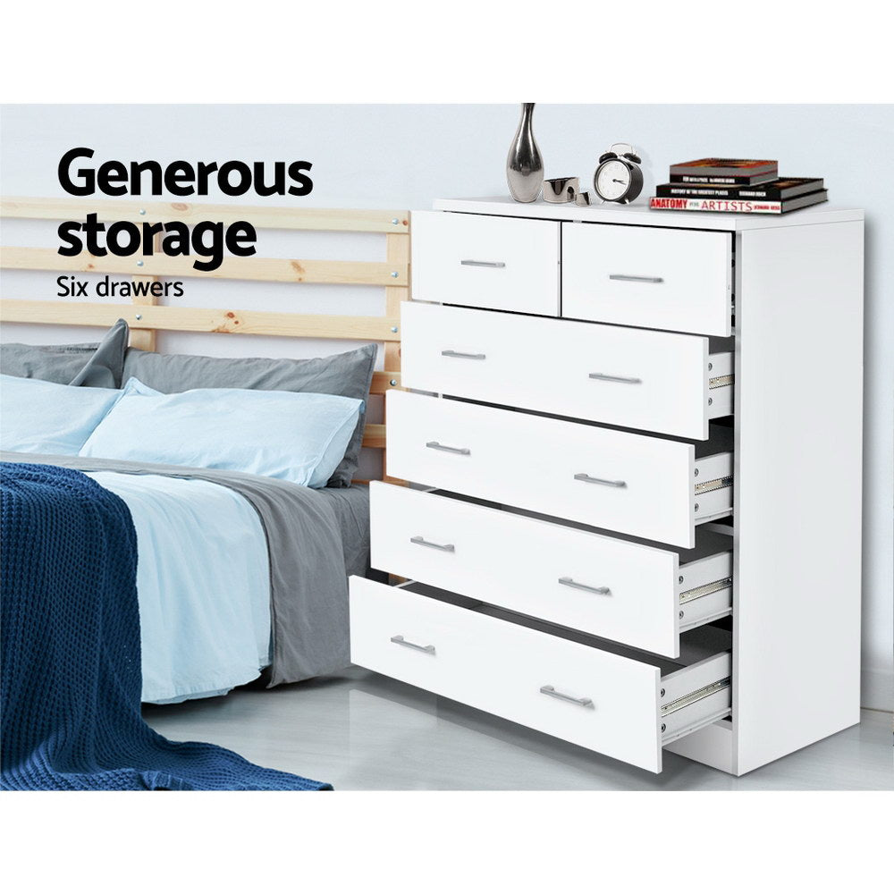 Artiss ANDES 6-Drawer White Tallboy