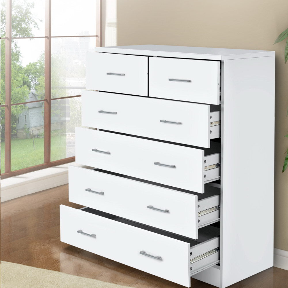 Artiss ANDES 6-Drawer White Tallboy
