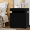 Artiss Coley Bedside Table with 2 Drawers and Lift-Up Storage – Black