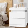 Artiss Coley Bedside Table with 2 Drawers and Lift-Up Storage – White