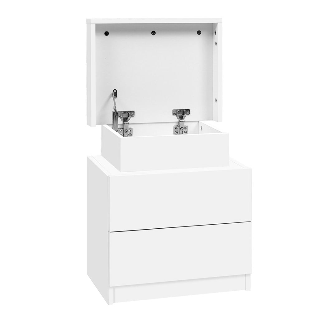 Artiss Bedside Tables with Lift-Up Storage – White, Set of 2