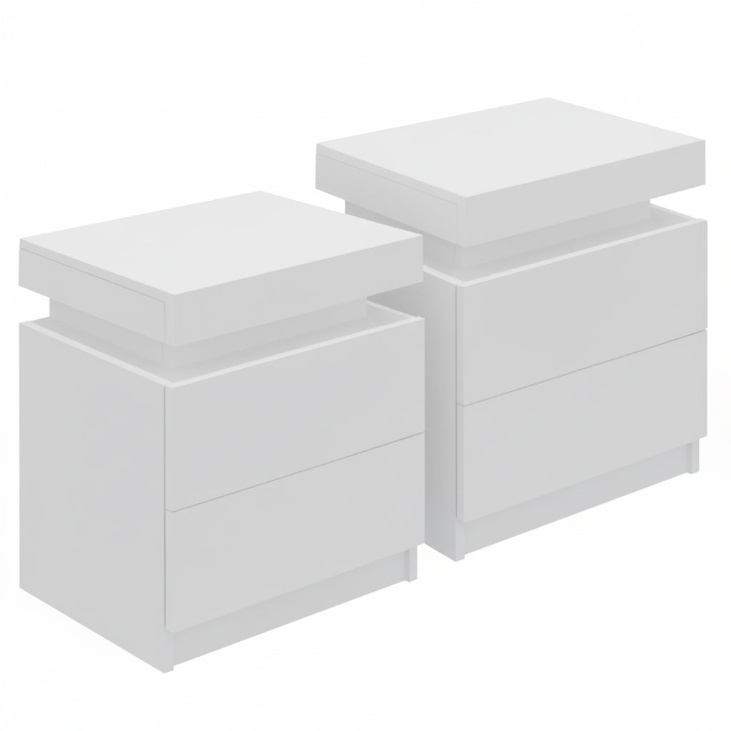 Artiss Bedside Tables with Lift-Up Storage – White, Set of 2