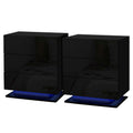 Artiss Mori LED Bedside Tables with 3 Drawers – Black, Set of 2