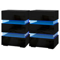 Artiss Lumi LED Bedside Tables with 3 Drawers – Black, Set of 2