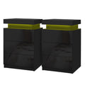 Artiss Coley LED Bedside Tables with 3 Drawers – Black, Set of 2