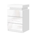 Artiss Coley LED Bedside Table with 3 Drawers and Lift-Up Storage – White