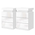 Artiss Coley LED Bedside Tables with 3 Drawers – White, Set of 2